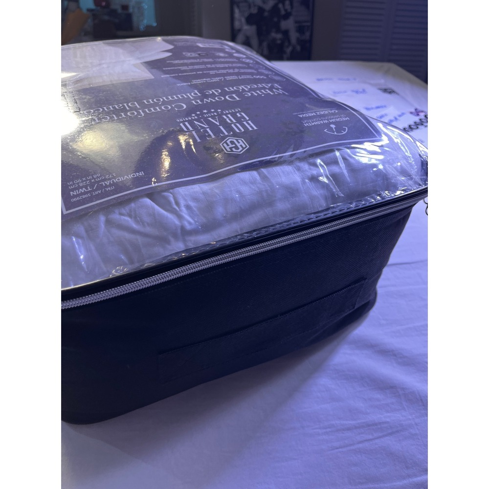 Hotel Grand White Down Comforter Twin White NEW 500TC 650FP Baffle Box - Picture 6 of 7